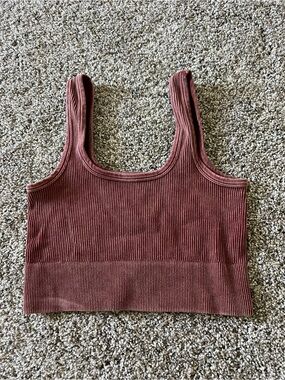 Zenana Outfitters Ribbed Square Crop Tank - Dusty Rose